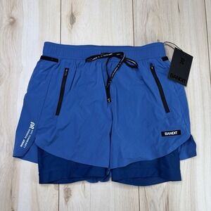 NEW BANDIT Running Men's Vento 2-In-1 Short 2.0 Aegean Blue Mens XS Active